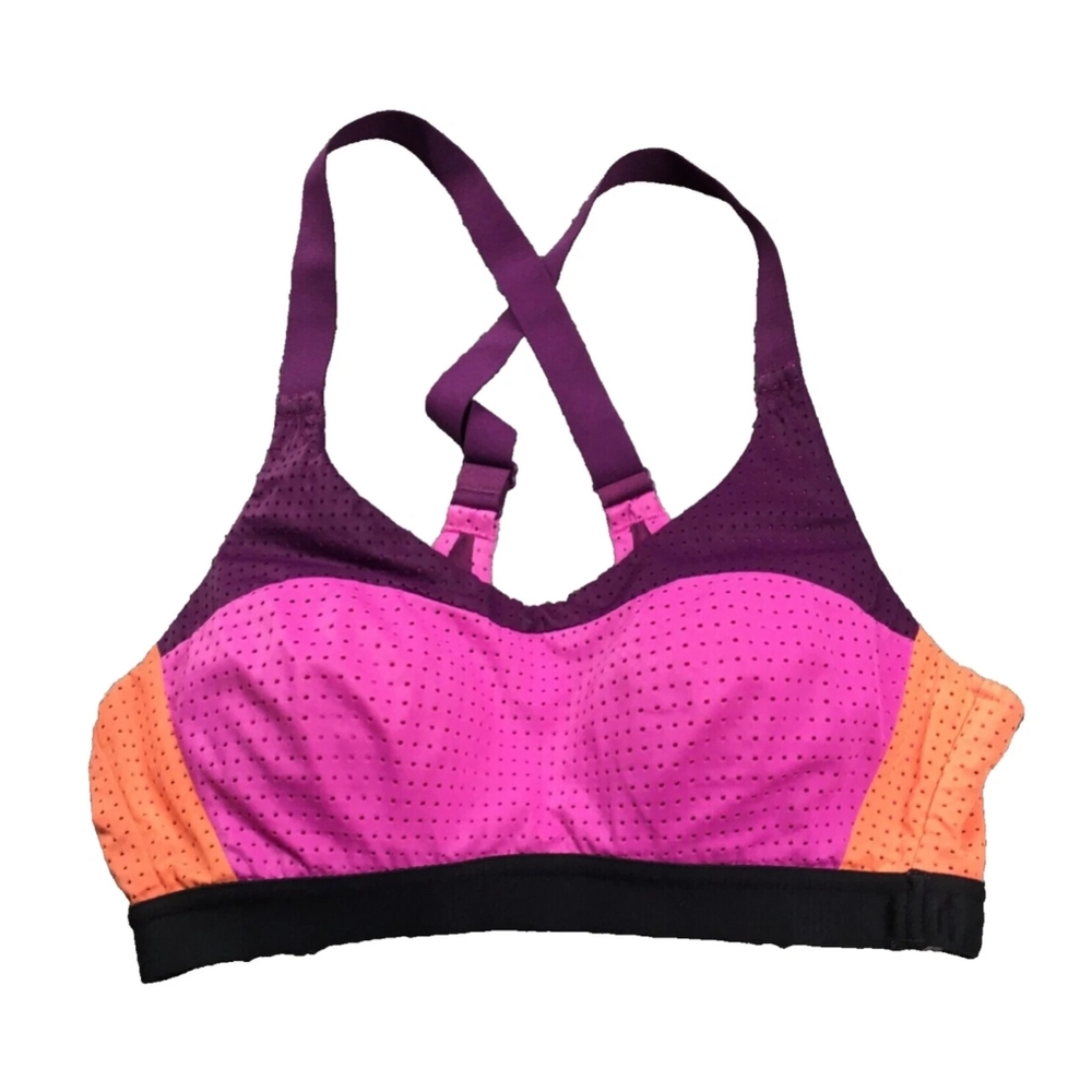 32B Victoria's Secret Lightweight Colorblock Sports Bra - Purple Pink Orange